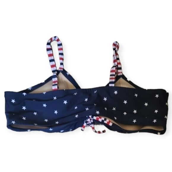 LANE BRYANT CACIQUE SWIM STARS & STRIPES NO WIRE BRA LACE-UP BIKINI TOP SZ 28 - Picture 7 of 9